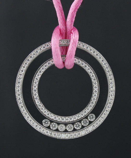 (image for) UNWORN CHOPARD 18K WHITE GOLD HAPPY DIAMONDS PENDANT / 796244-1001